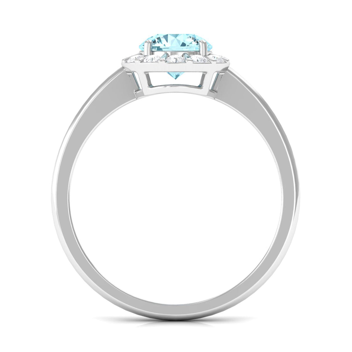 0.8 Carat Aquamarine Engagement Ring with Diamond Floating Halo