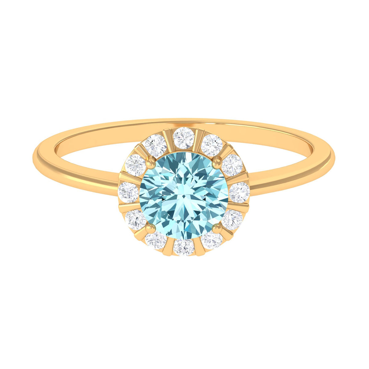 0.8 Carat Aquamarine Engagement Ring with Diamond Floating Halo