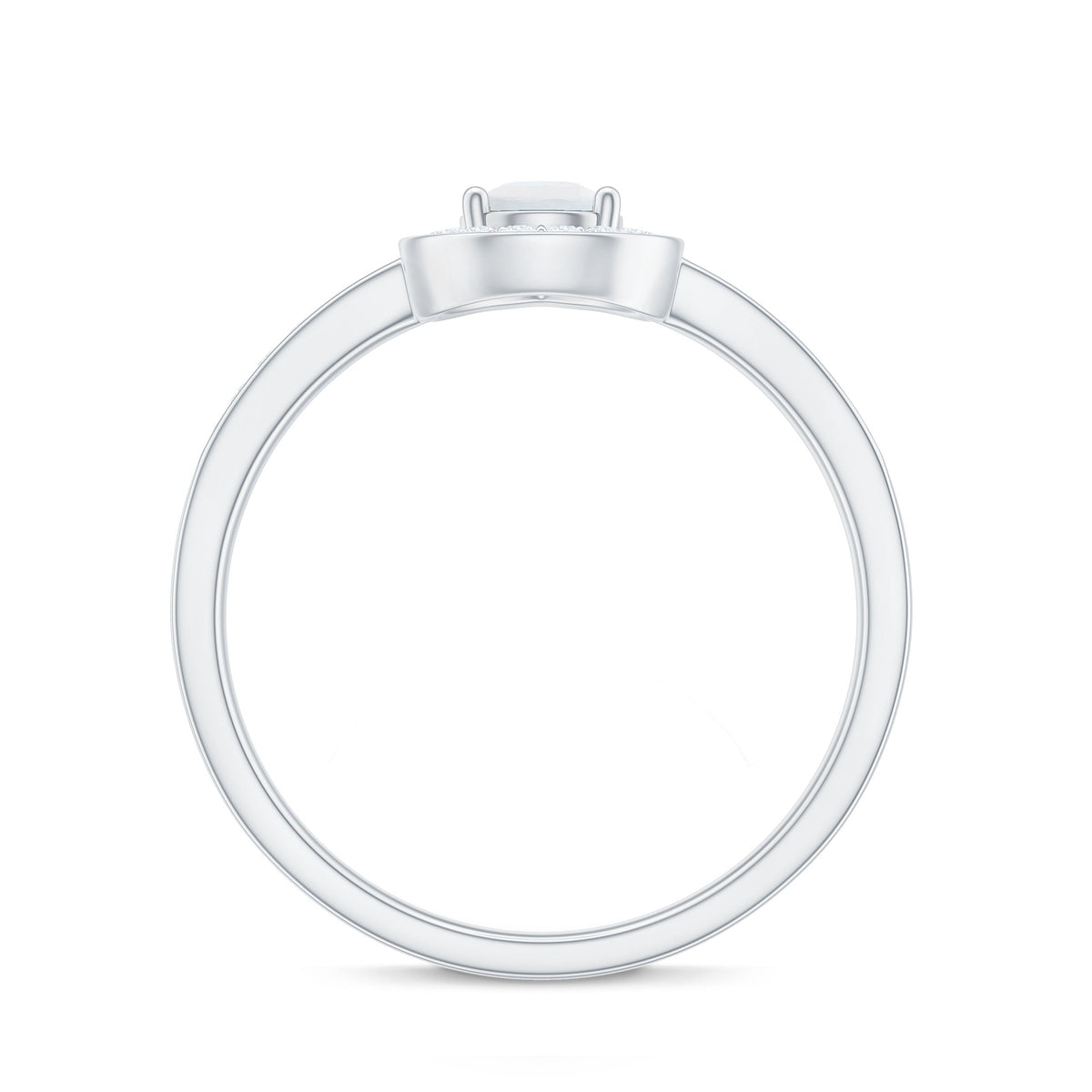 0.8 Carat Classic Moonstone and Diamond Halo Engagement Ring