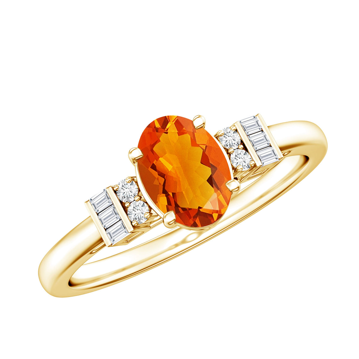 0.6 Carat Natural Oval Cut Fire Opal Classic Engagement Ring with Diamond