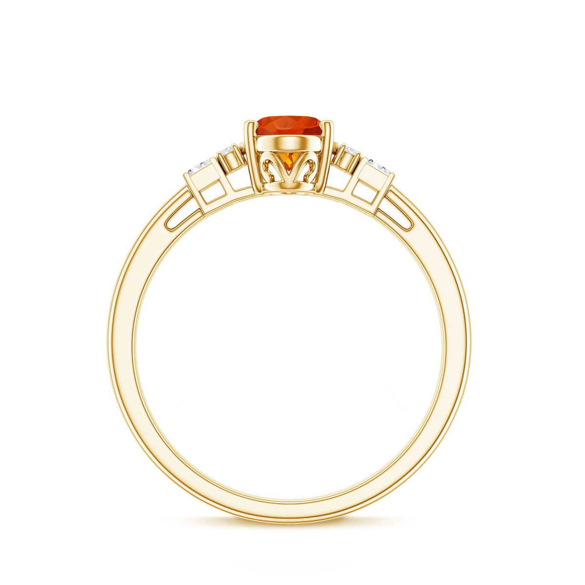 0.6 Carat Natural Oval Cut Fire Opal Classic Engagement Ring with Diamond