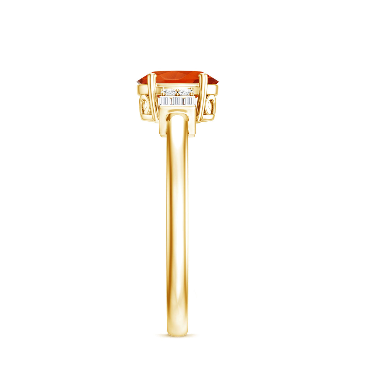 0.6 Carat Natural Oval Cut Fire Opal Classic Engagement Ring with Diamond