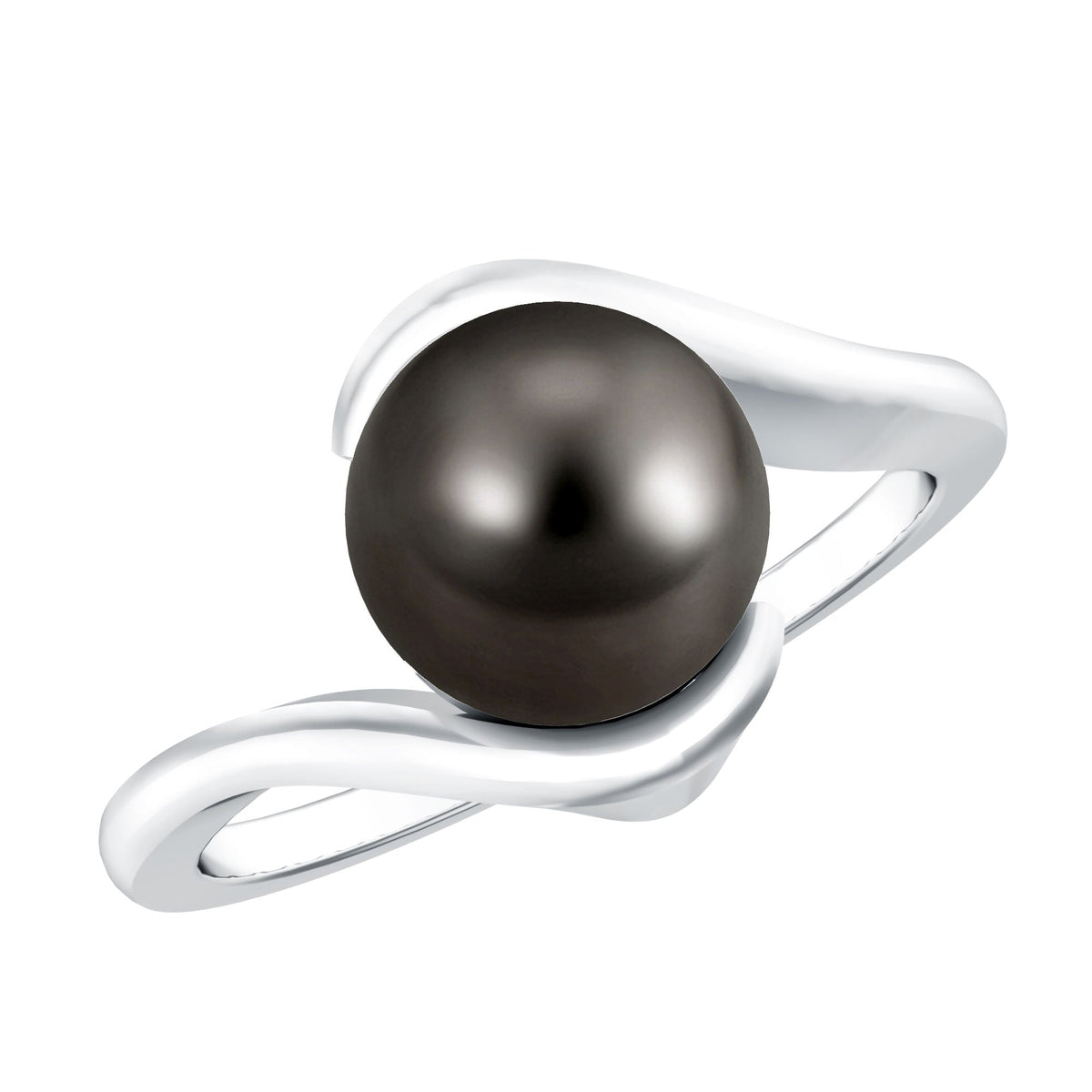 7.5 Carat Certified Tahitian Black Pearl Solitaire Bypass Ring