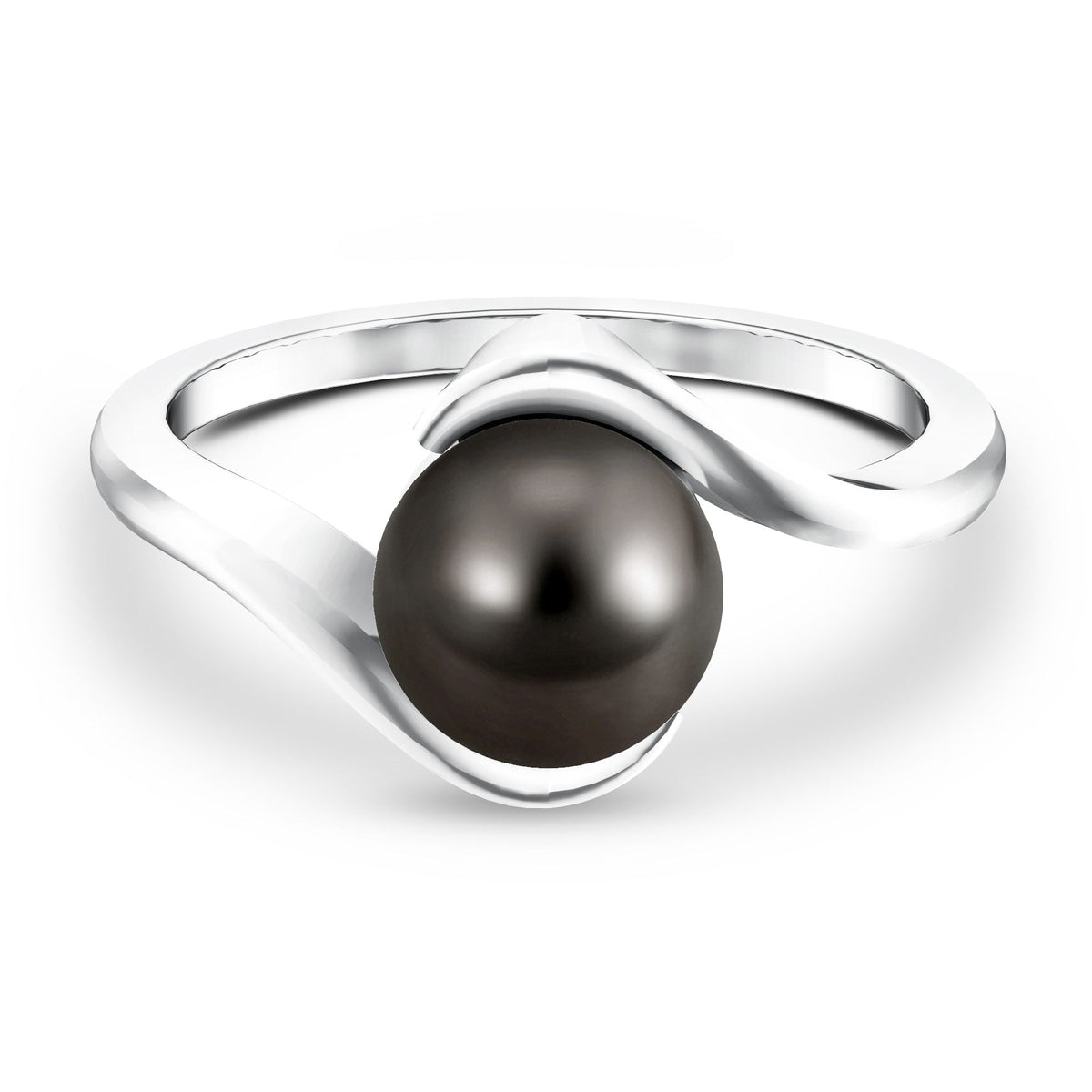 7.5 Carat Certified Tahitian Black Pearl Solitaire Bypass Ring