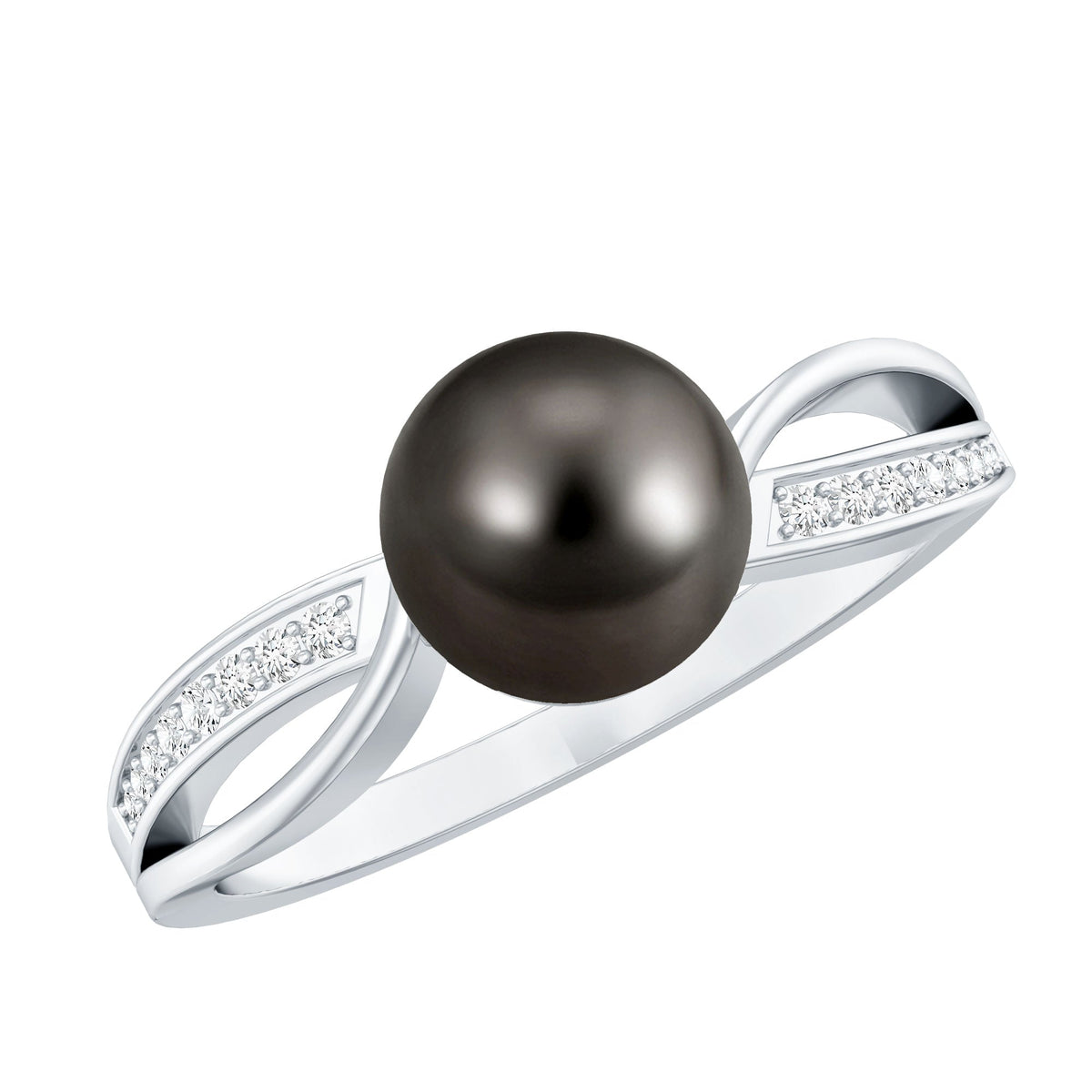 7.5 Carat Solitaire Tahitian Pearl Engagement Ring with Diamond