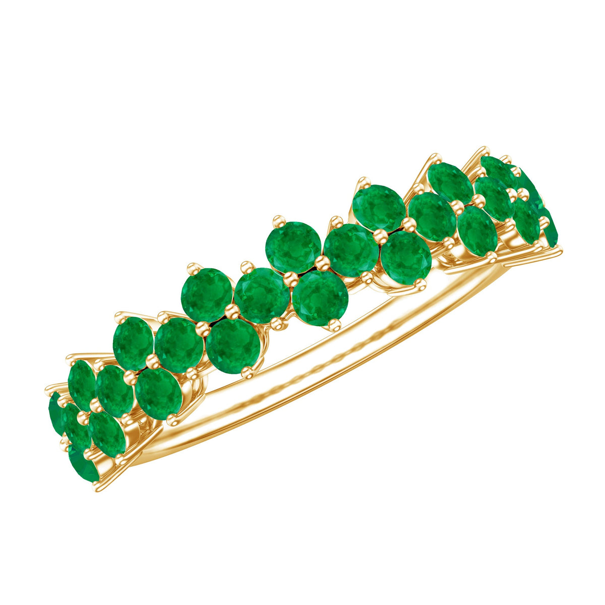 Certified Real Emerald Half Eternity Anniversary Ring