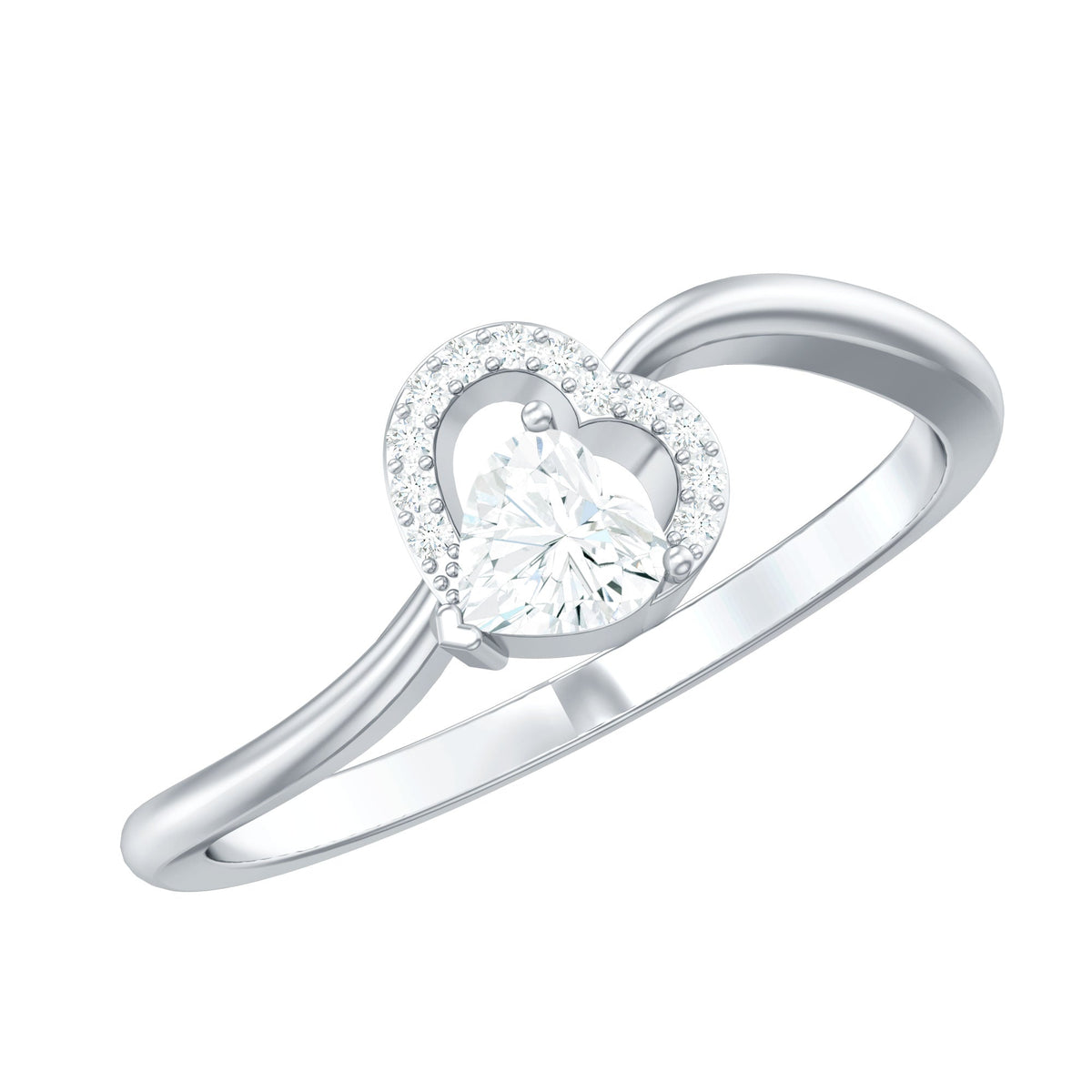 Certified Moissanite Heart Promise Ring for Her