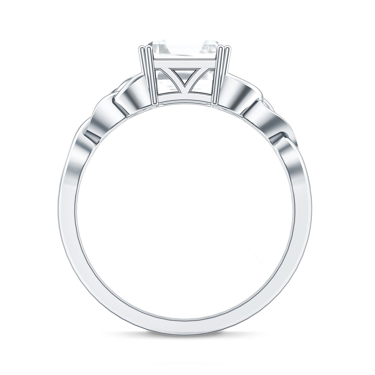 Asscher Cut 3 Carat Moissanite Celtic Knot Engagement Ring