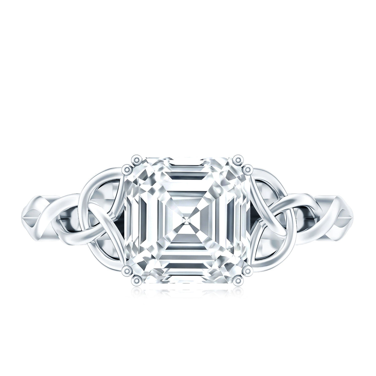 Asscher Cut 3 Carat Moissanite Celtic Knot Engagement Ring