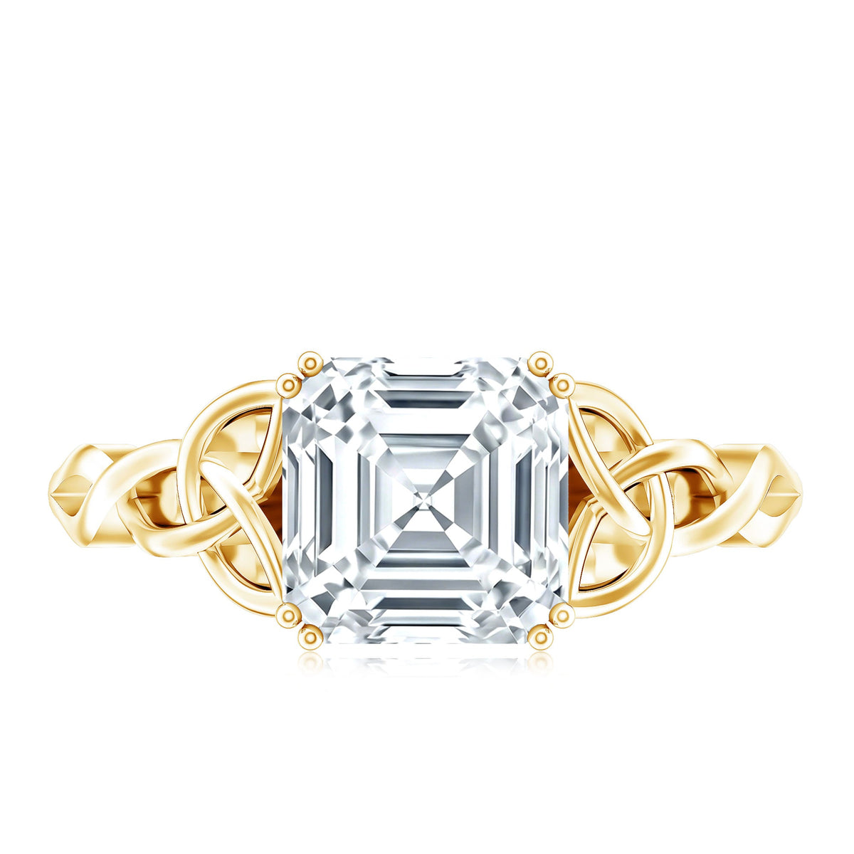 Asscher Cut 3 Carat Moissanite Celtic Knot Engagement Ring