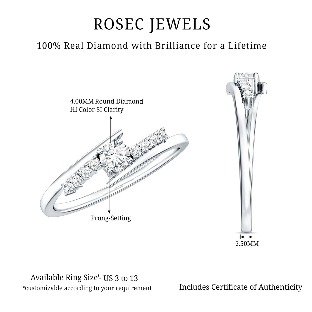 Diamond Promise Ring with Bypass Shank