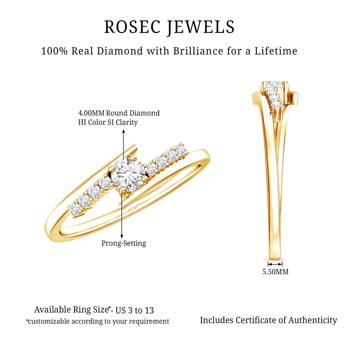 Diamond Promise Ring with Bypass Shank