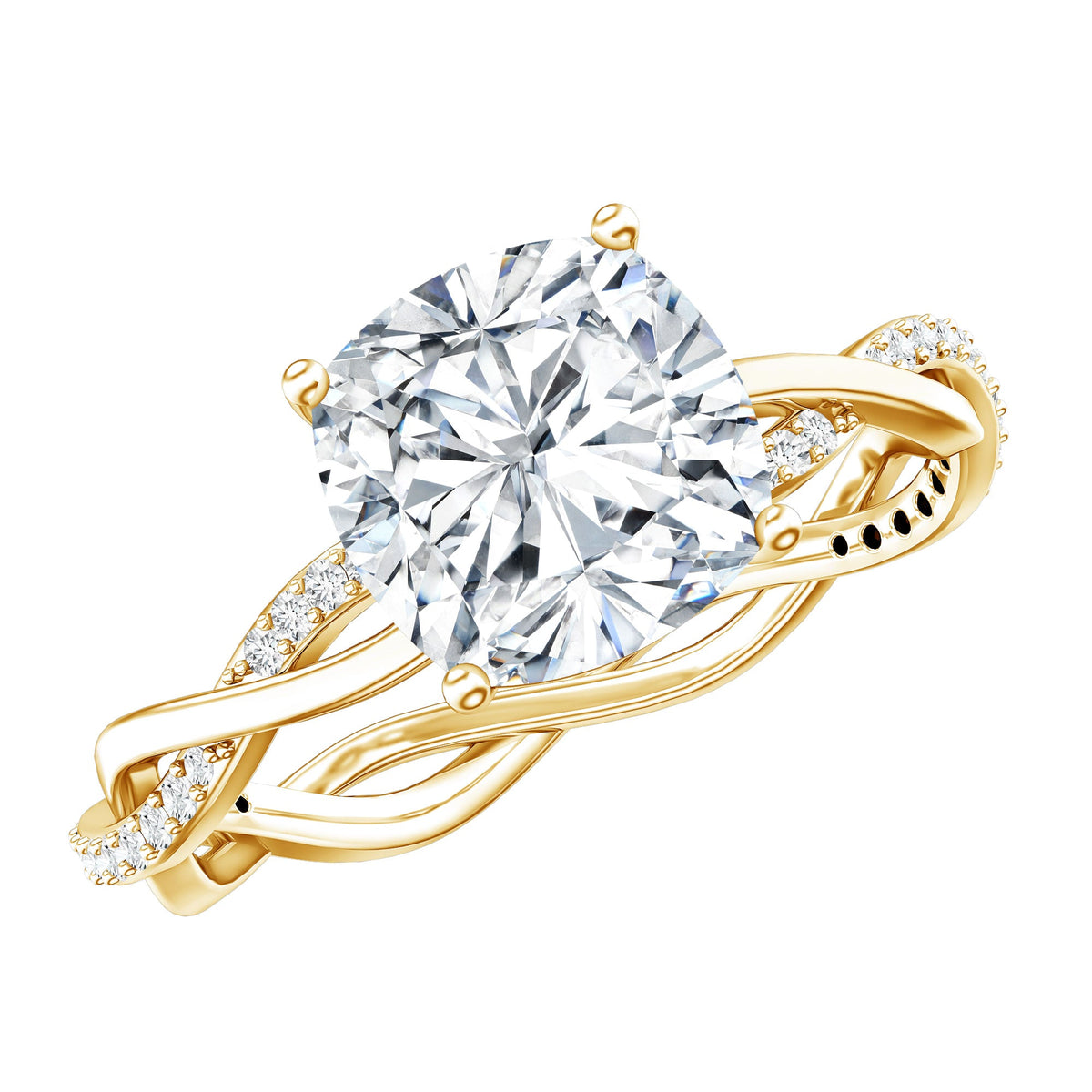 3 Carat Moissanite Cushion Cut Hidden Halo Engagement Rings