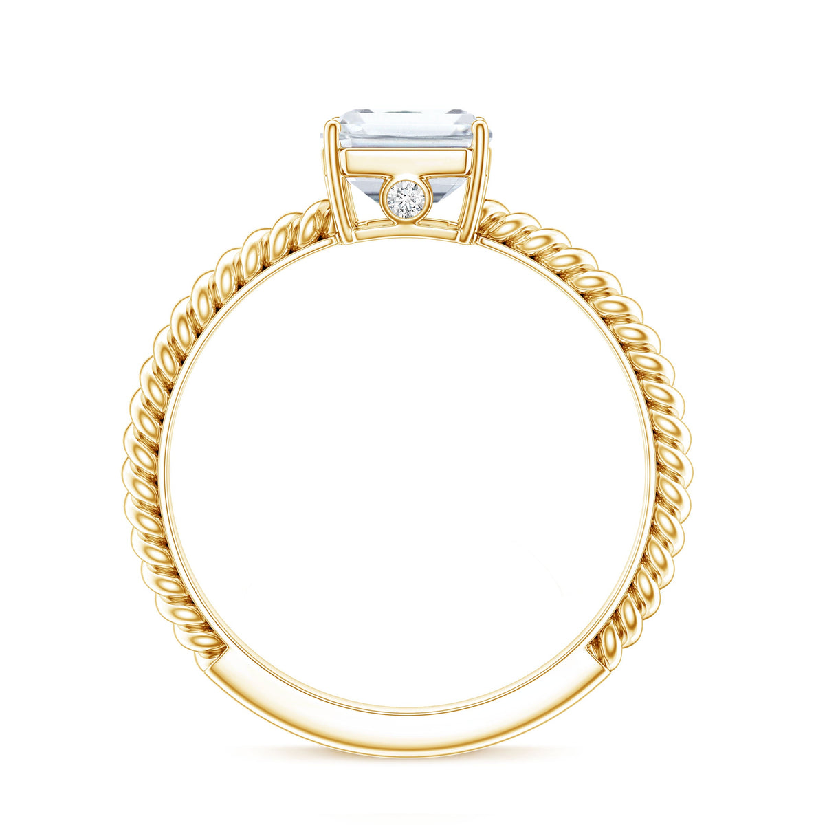 Emerald Cut Moissanite Engagement Ring with Twisted Rope Design