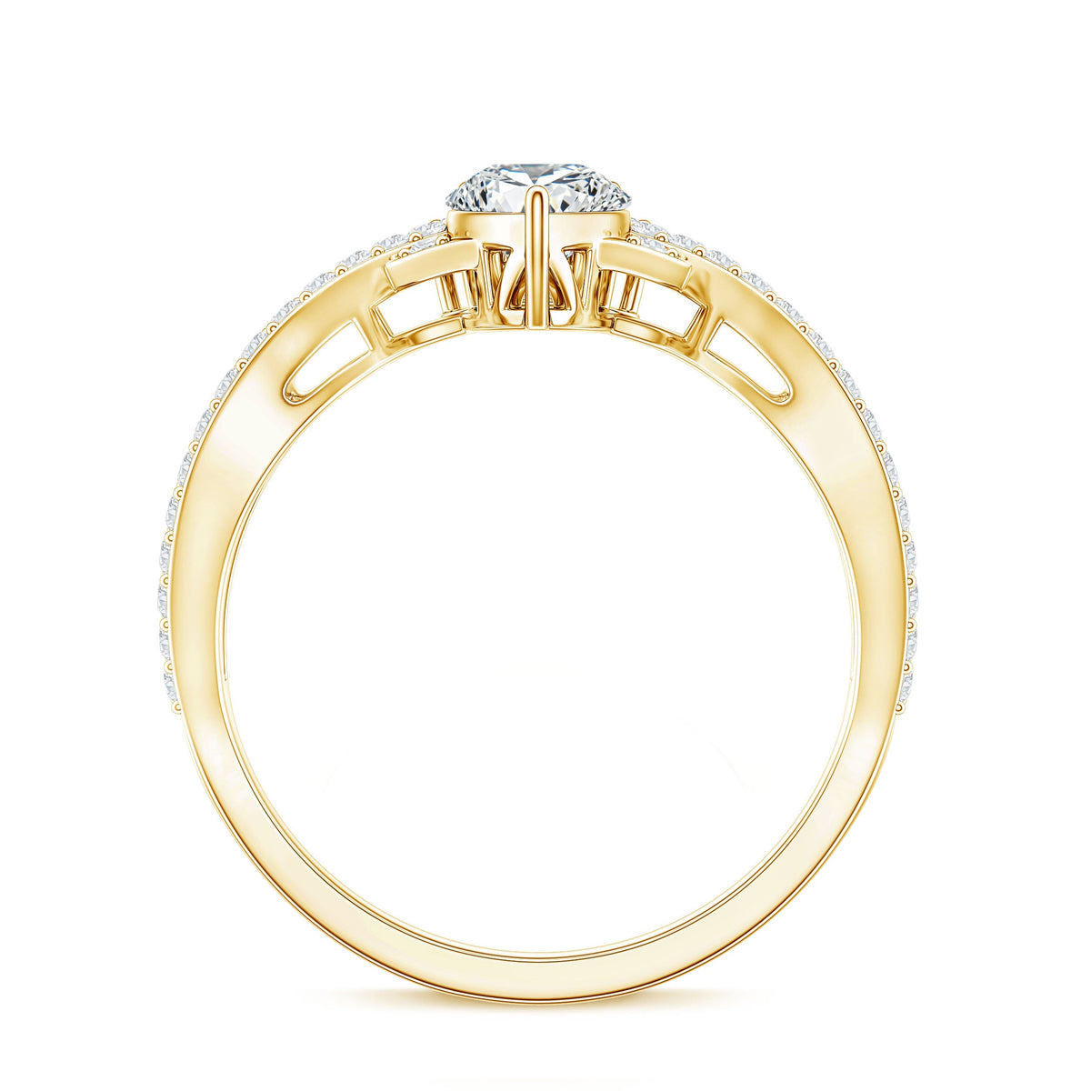 Designer Pear Shaped Moissanite Crossover Engagement Ring