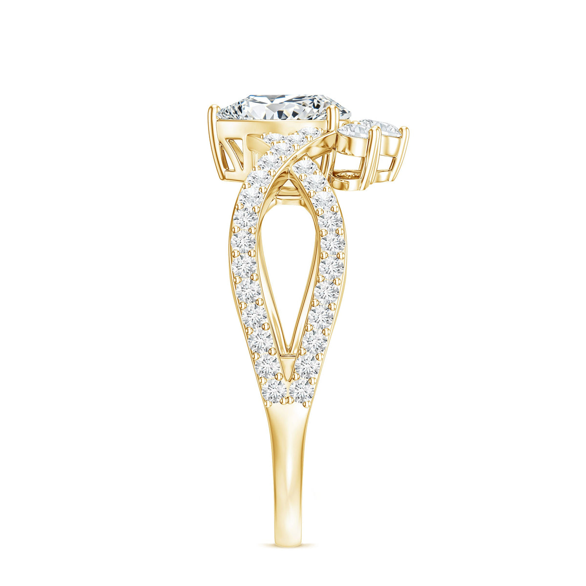 Designer Pear Shaped Moissanite Crossover Engagement Ring