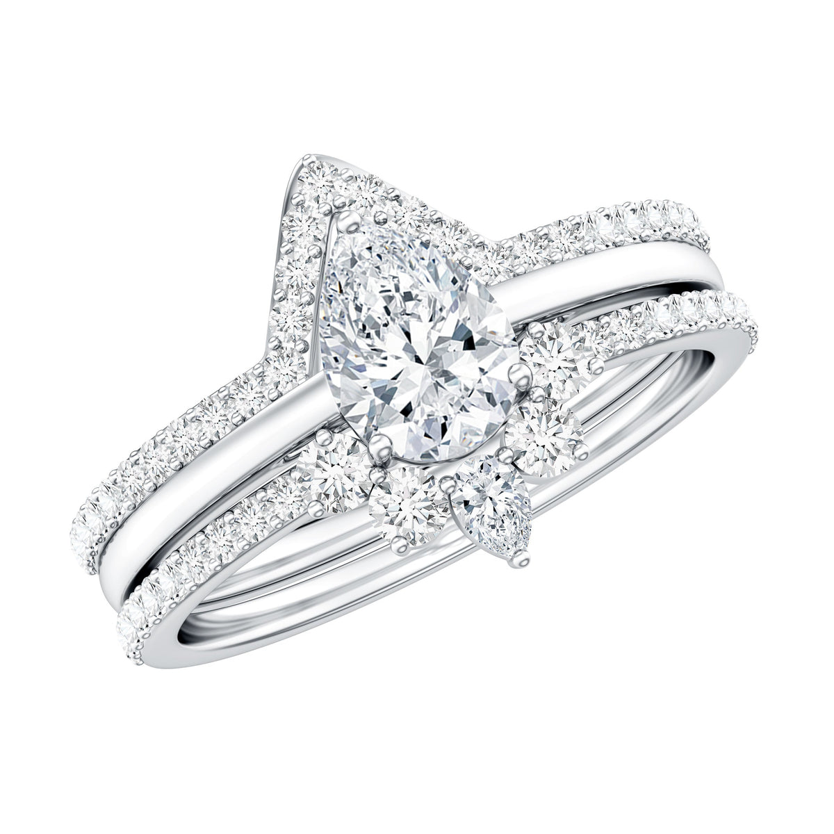 Brilliant Cut Moissanite Trio Wedding Ring Set For Women