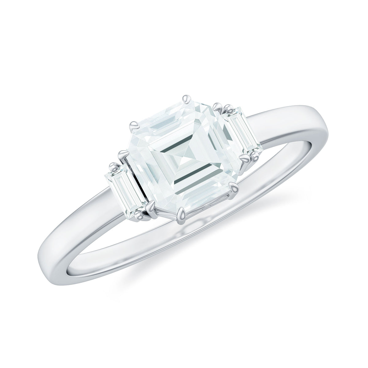 Asscher Cut Moissanite Engagement Ring with Certificate