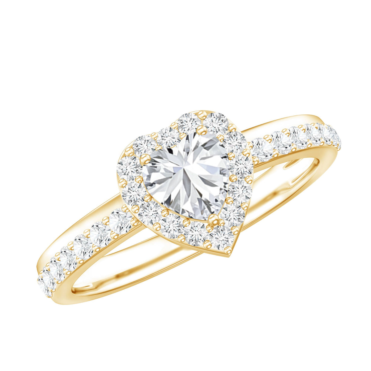 Heart Shape Moissanite Engagement Ring with Halo