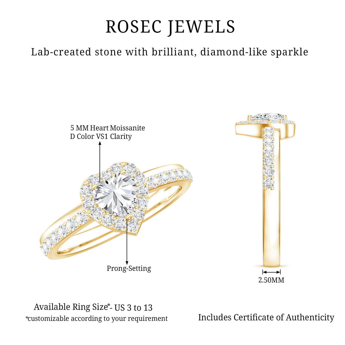 Heart Shape Moissanite Engagement Ring with Halo