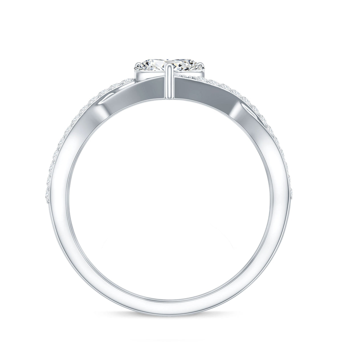 1.50 CT Heart Shape Moissanite Crossover Engagement Ring