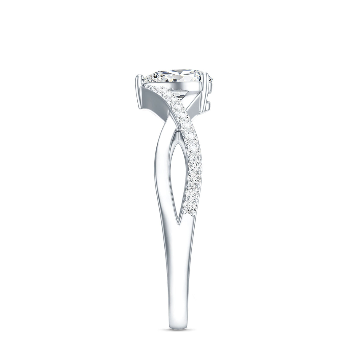 1.50 CT Heart Shape Moissanite Crossover Engagement Ring