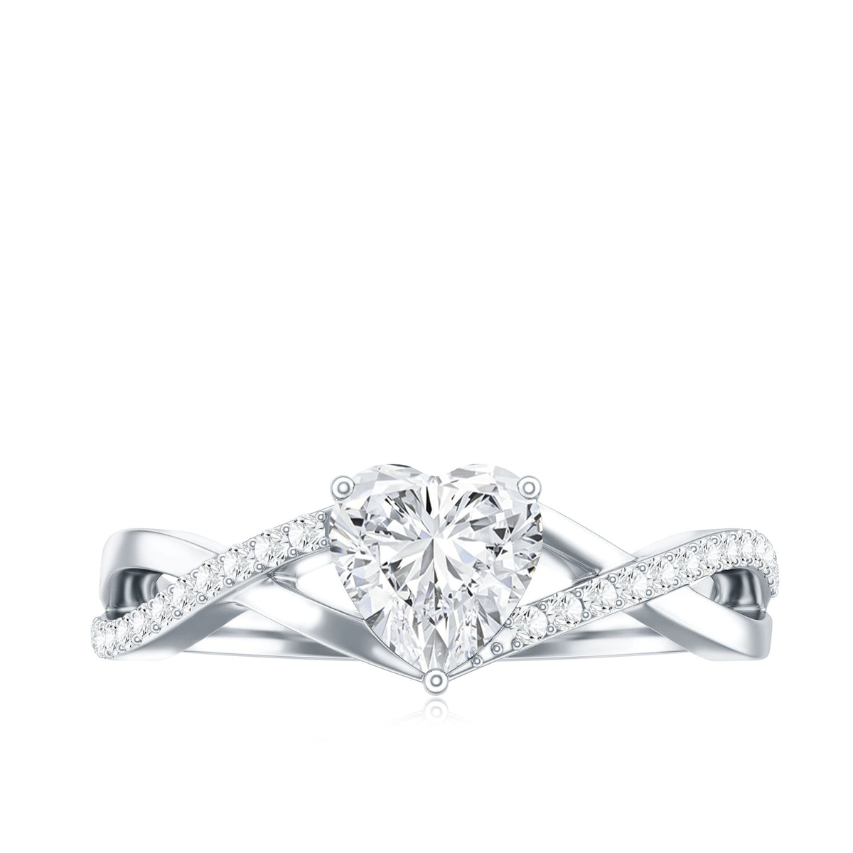1.50 CT Heart Shape Moissanite Crossover Engagement Ring