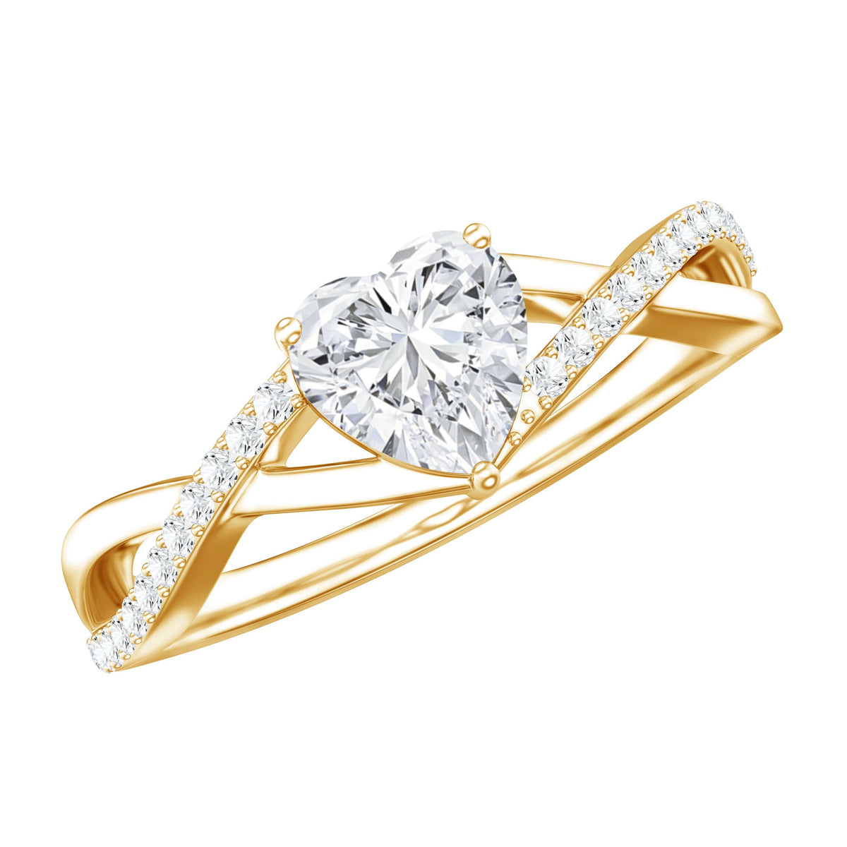 1.50 CT Heart Shape Moissanite Crossover Engagement Ring