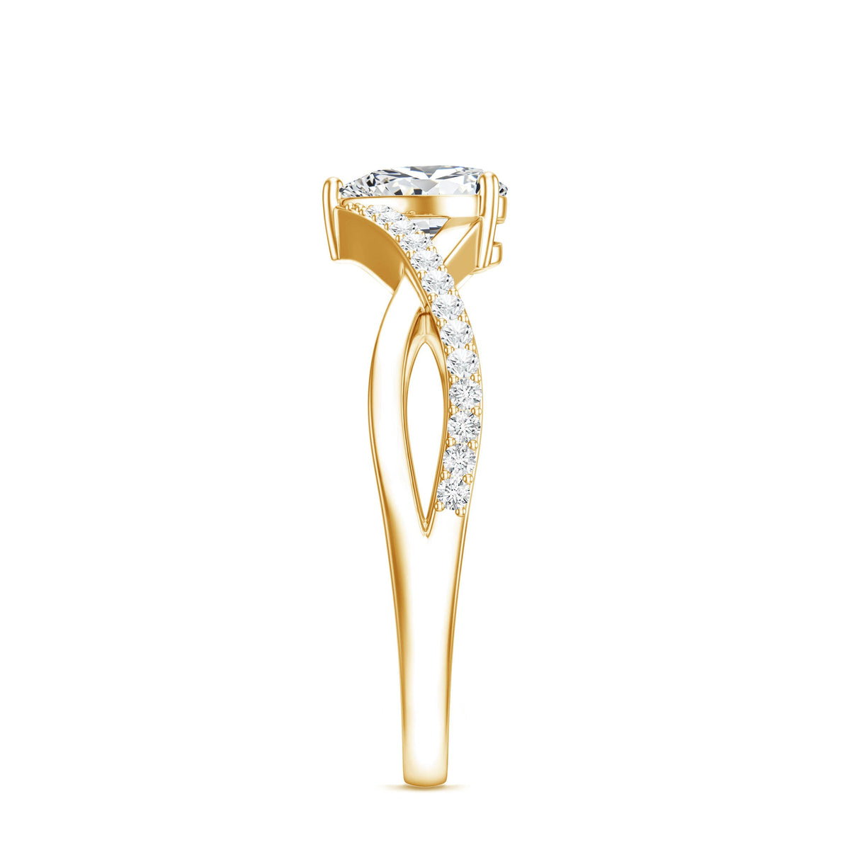 1.50 CT Heart Shape Moissanite Crossover Engagement Ring