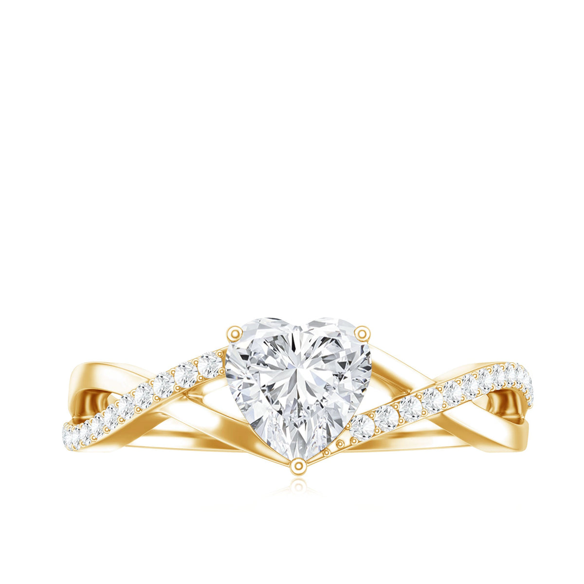 1.50 CT Heart Shape Moissanite Crossover Engagement Ring