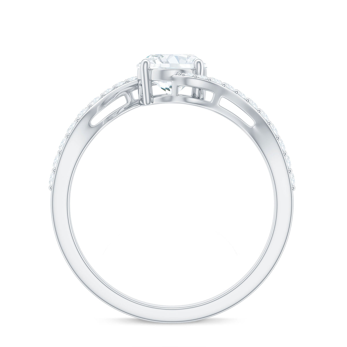 1.2 Carat Moissanite Oval Engagement Ring with Bypass Shank