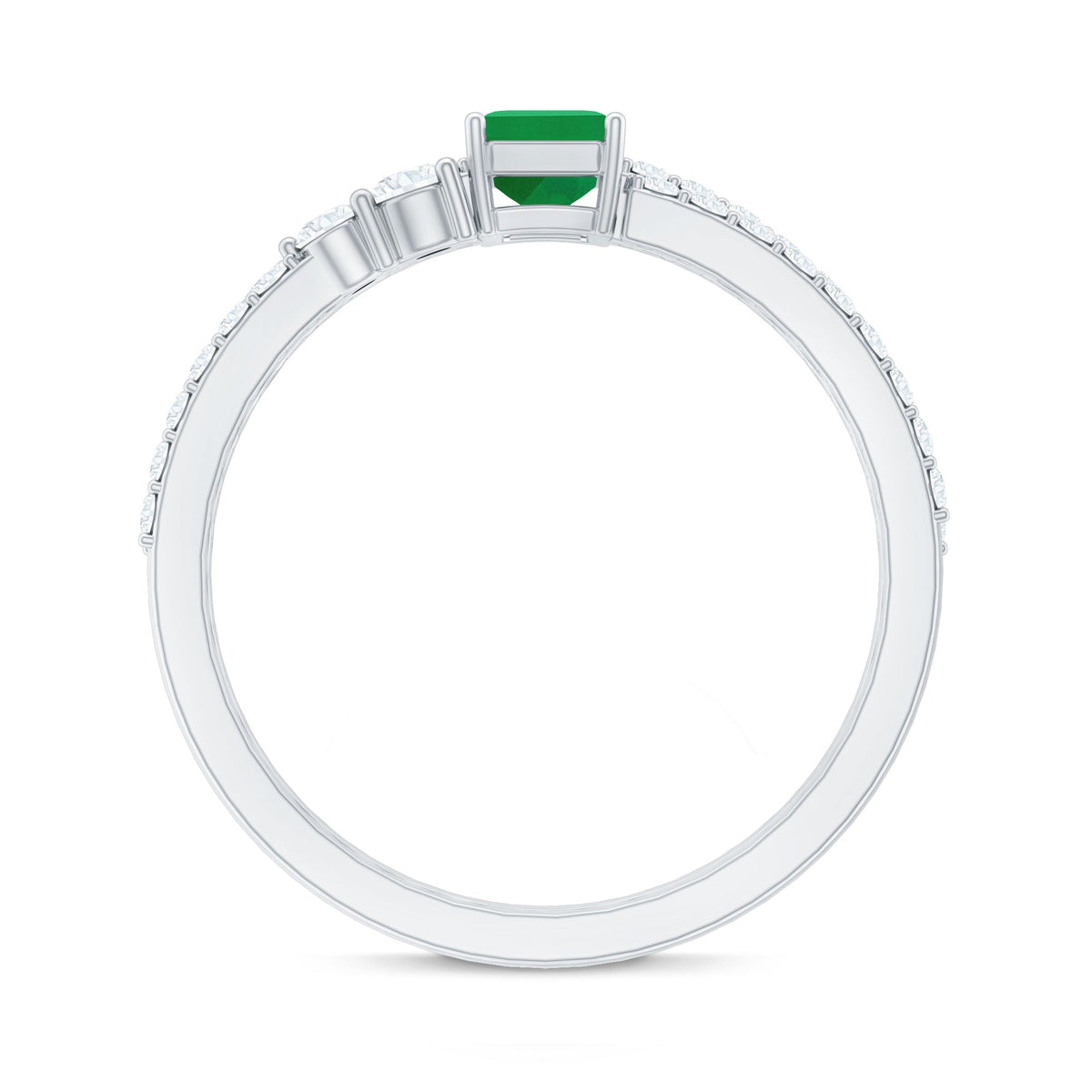 Emerald Cut Emerald Engagement Ring with Diamond Enhancer
