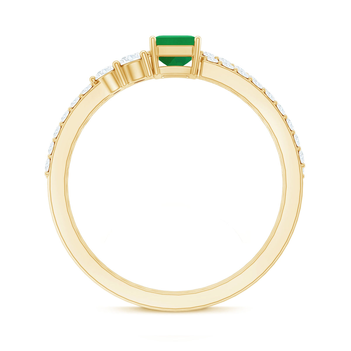 Emerald Cut Emerald Engagement Ring with Diamond Enhancer