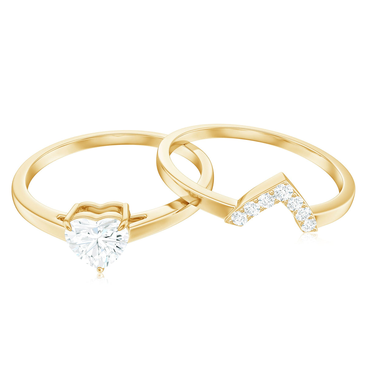 Heart Shaped Moissanite Solitaire Wedding Ring Set for Women