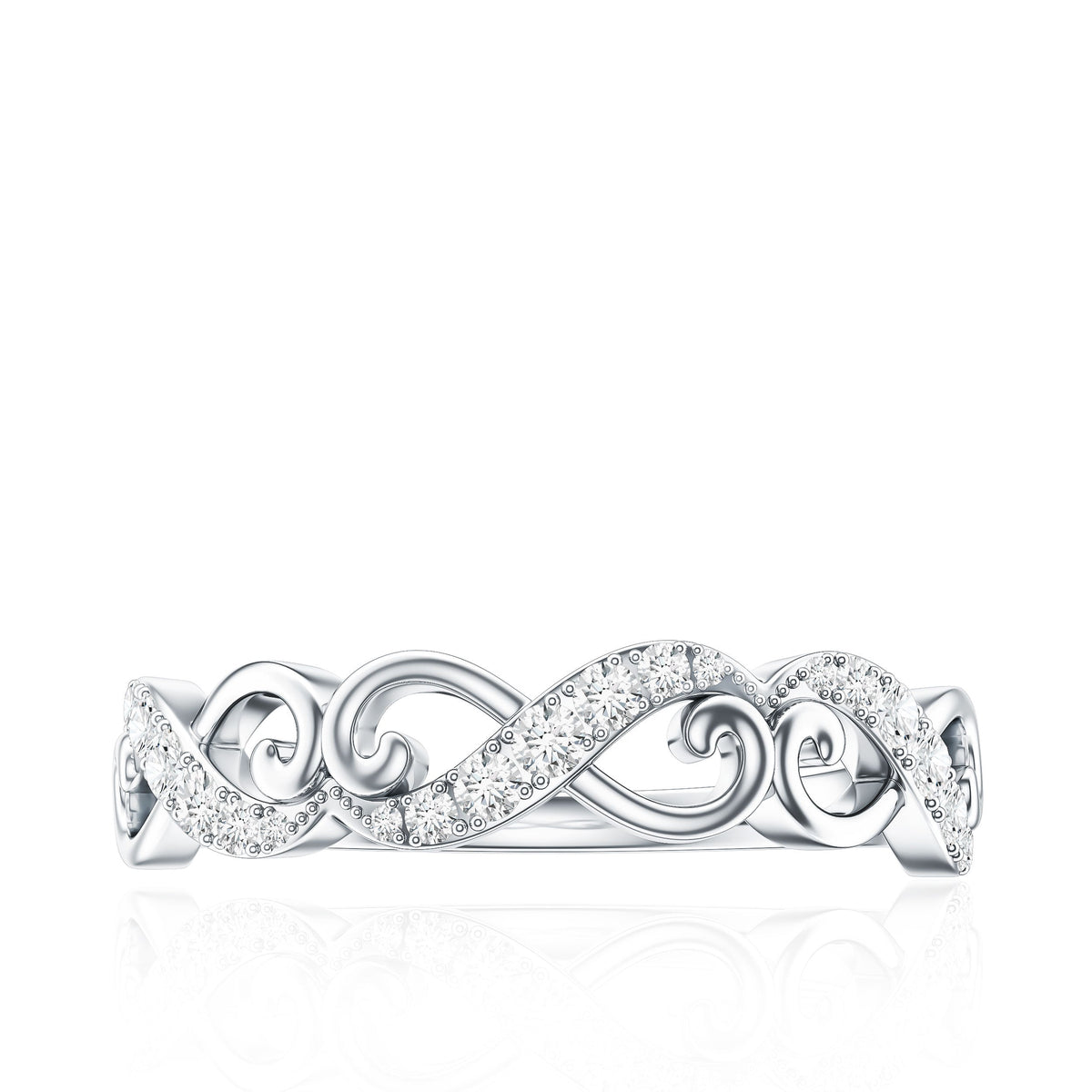 Vintage Inspired Moissanite Infinity Wedding Band Ring