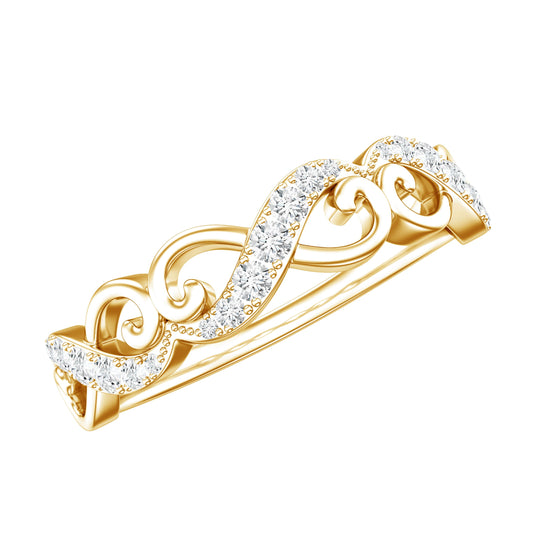 Vintage Inspired Moissanite Infinity Wedding Band Ring