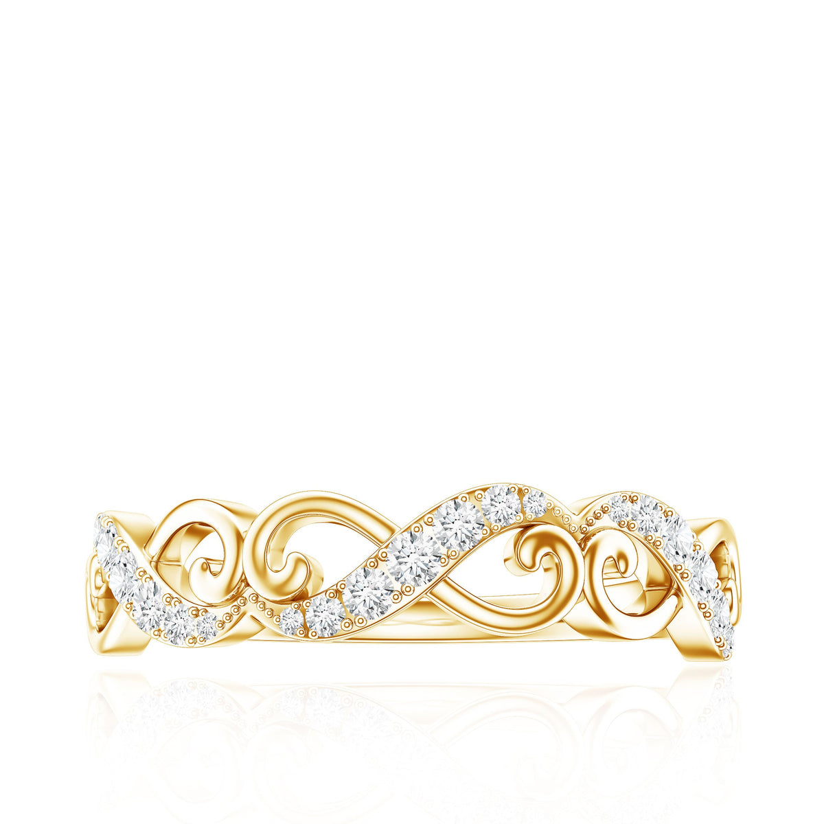 Vintage Inspired Moissanite Infinity Wedding Band Ring