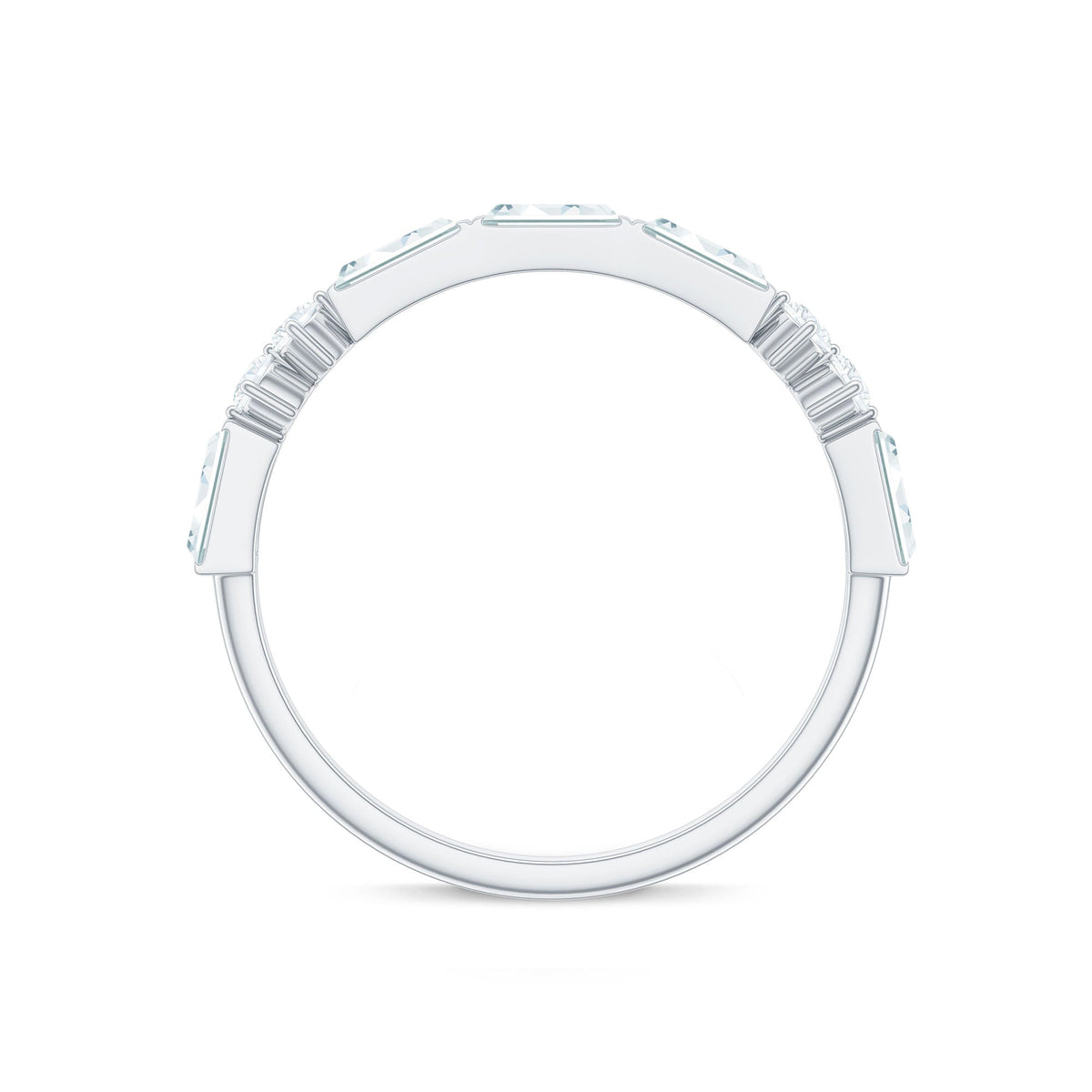 Baguette Cut Moissanite Minimalist Half Eternity Ring