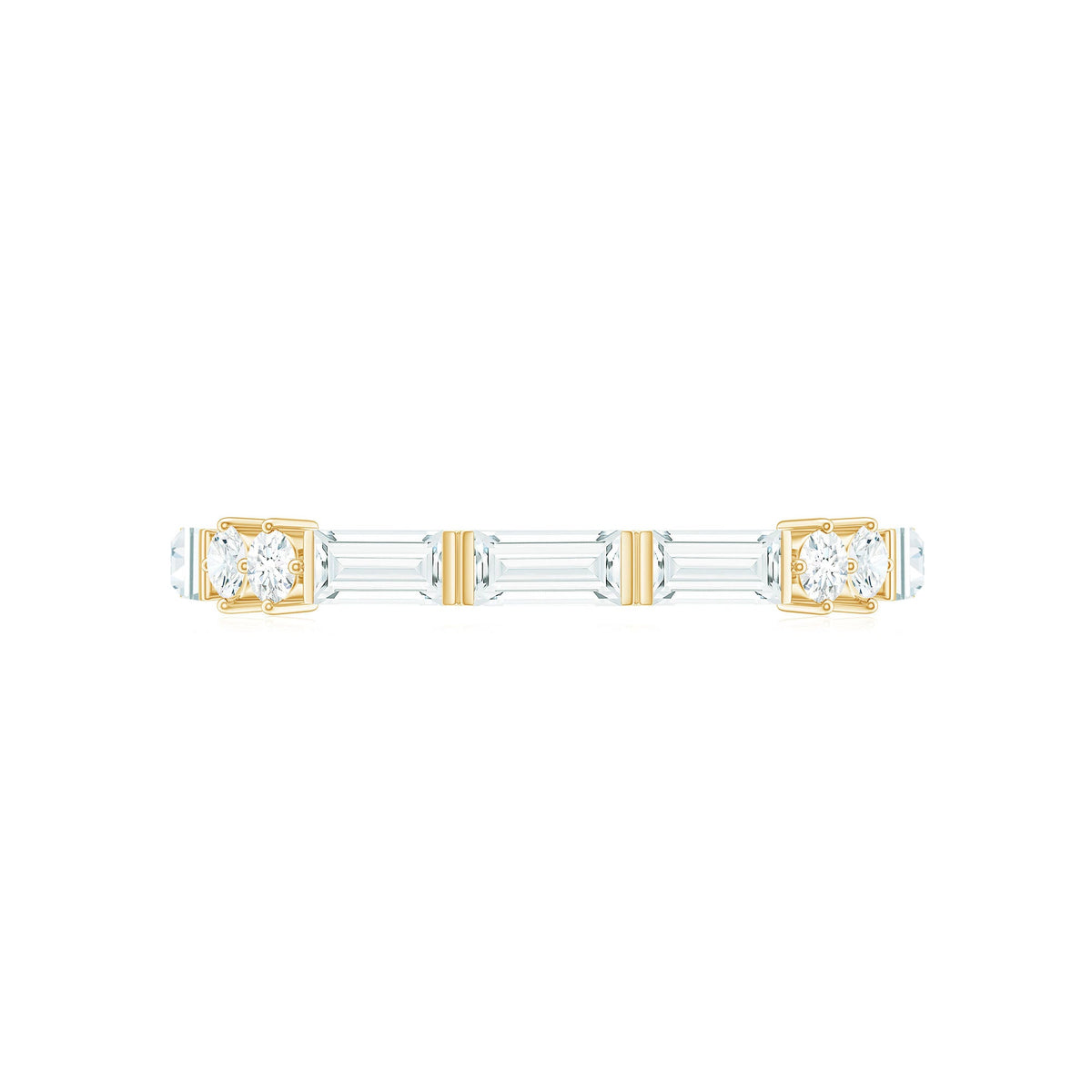 Baguette Cut Moissanite Minimalist Half Eternity Ring