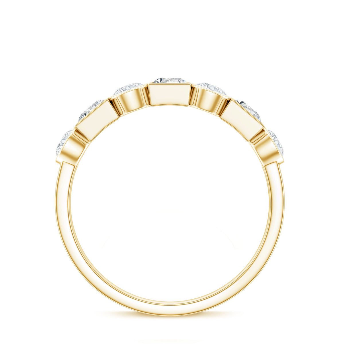 Alternate Bezel Set Moissanite Half Eternity Band Ring