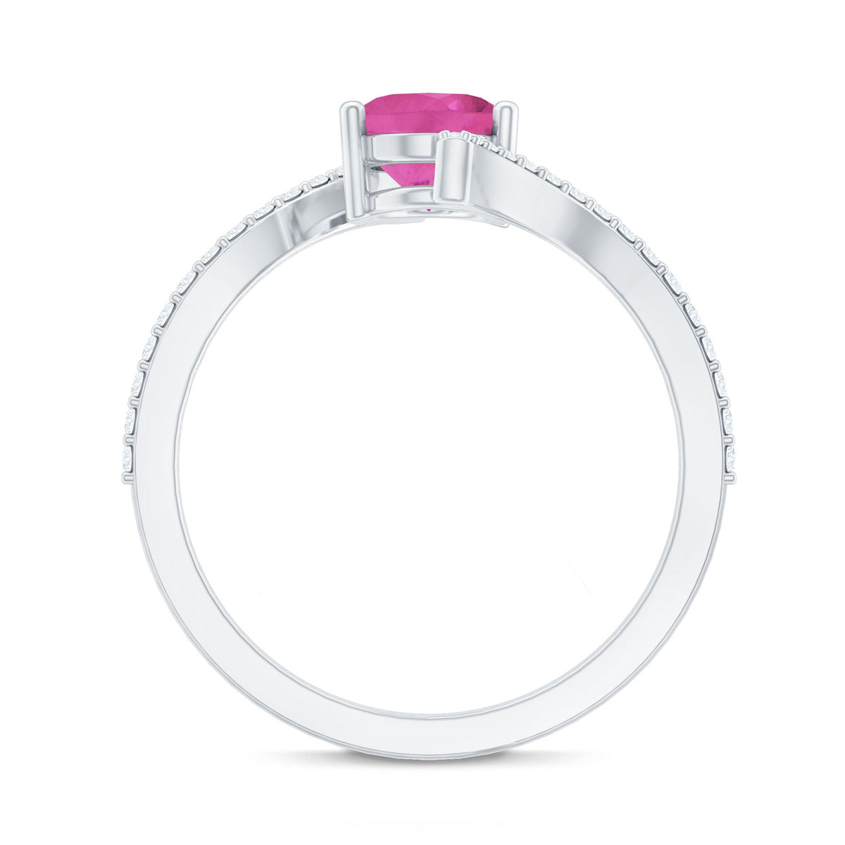 1 Carat Oval Pink Tourmaline and Diamond Bypass Engagement Ring