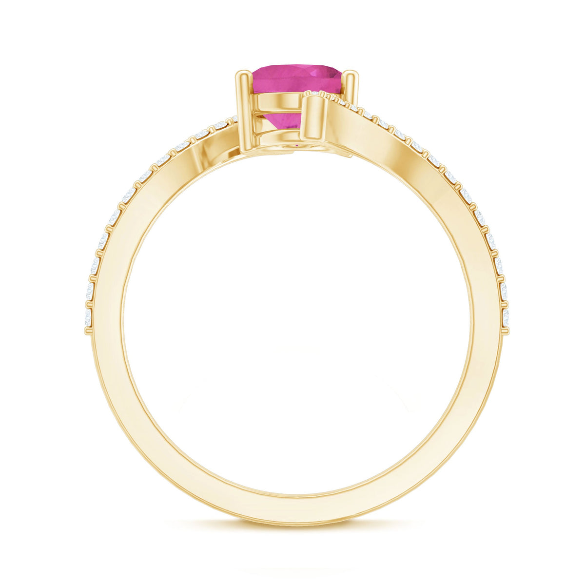 1 Carat Oval Pink Tourmaline and Diamond Bypass Engagement Ring