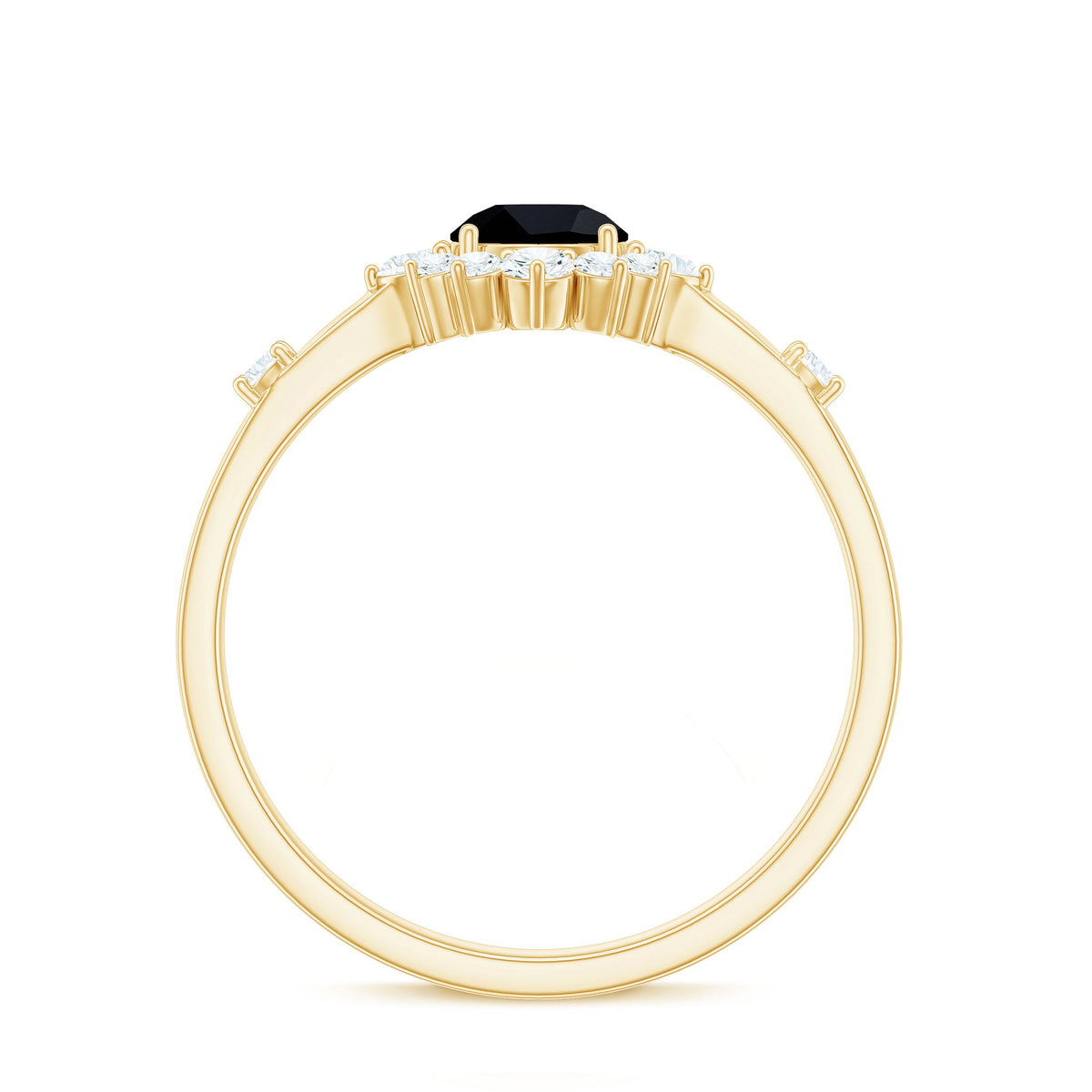 Certified Genuine 0.4 Carat Black Onyx Halo Ring with Diamond