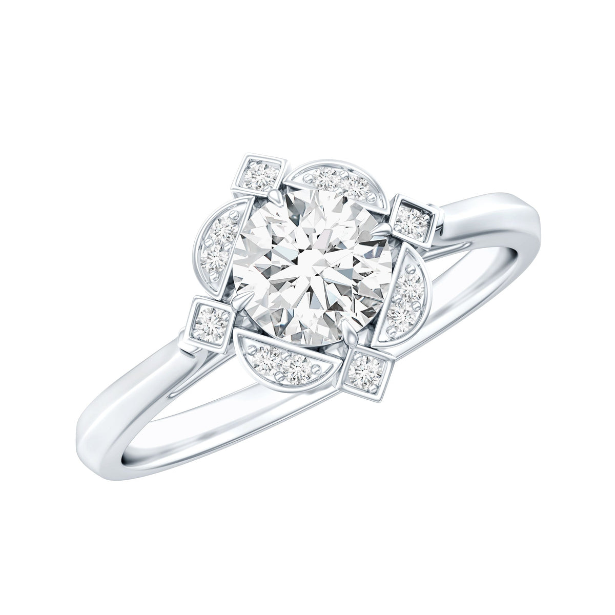Vintage Inspired Moissanite Engagement Ring With Certificate