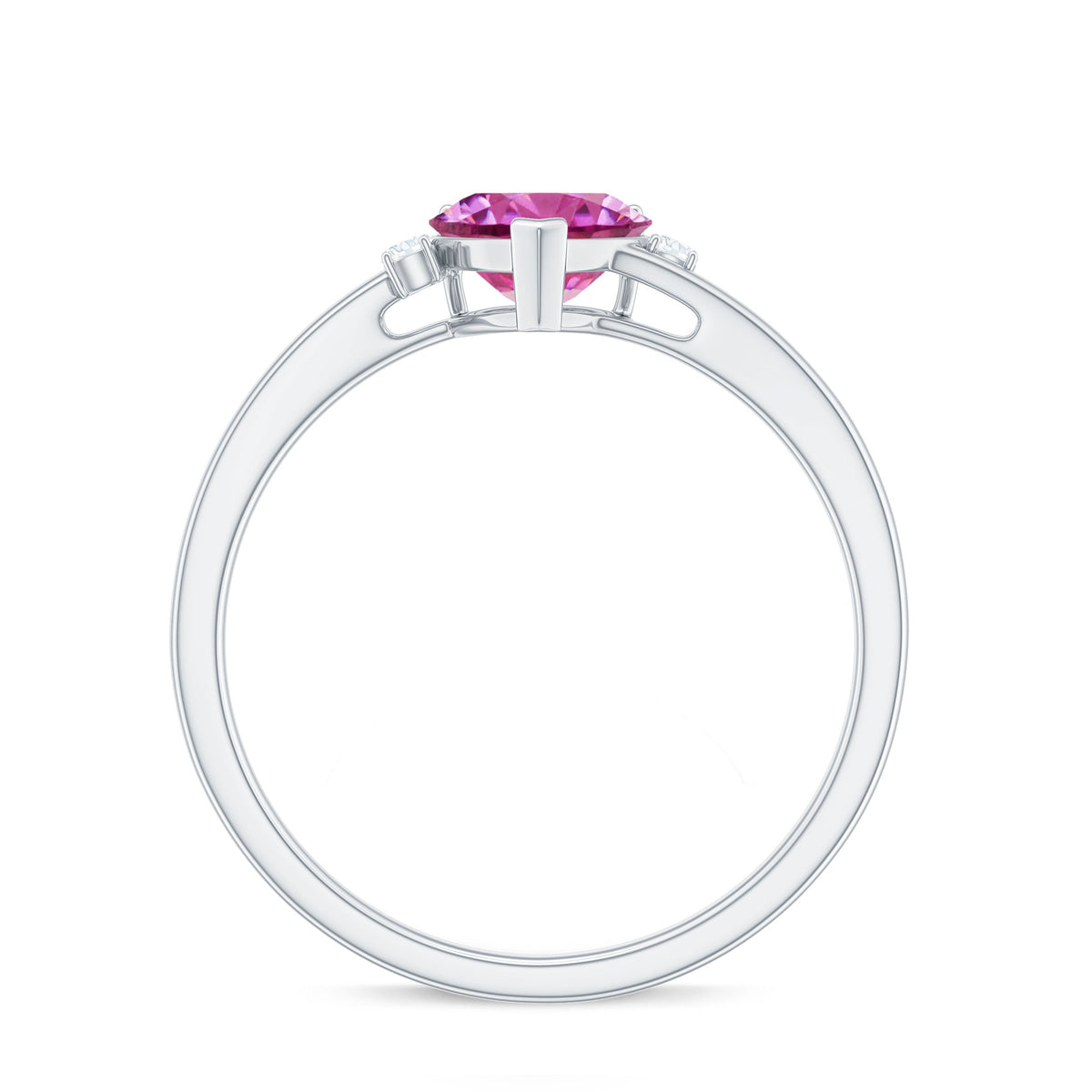 0.9 Carat Heart Shape Pink Tourmaline Solitaire Promise Ring with Diamond