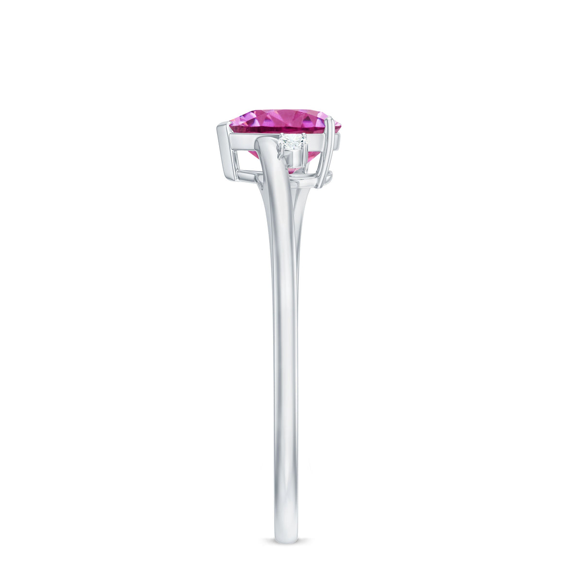 0.9 Carat Heart Shape Pink Tourmaline Solitaire Promise Ring with Diamond