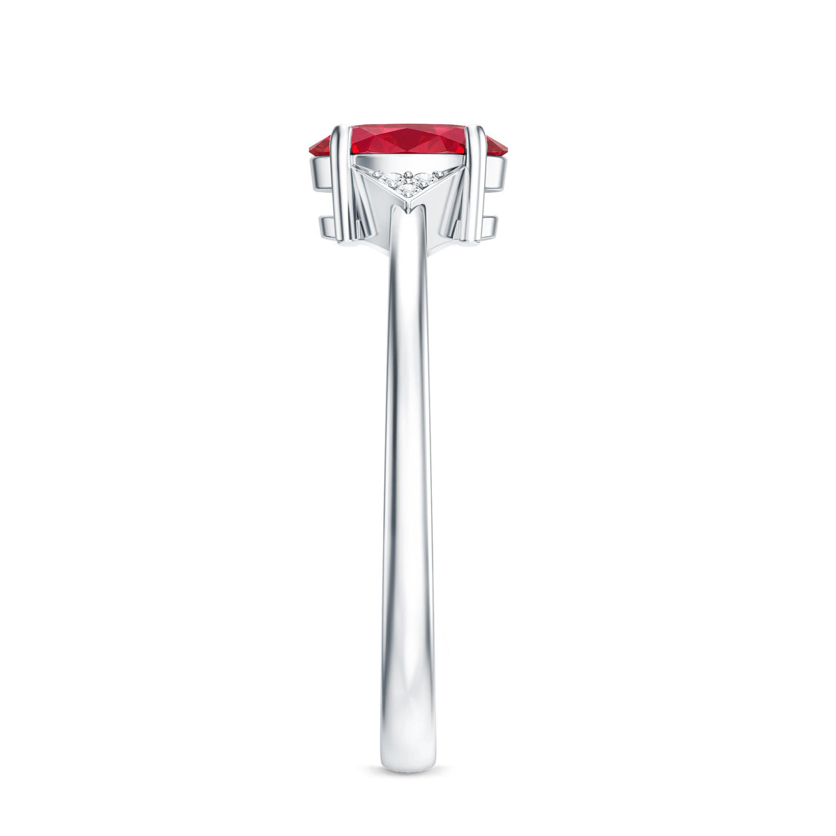 1.5 Carat Oval Lab Created Ruby Solitaire Ring with Diamonds