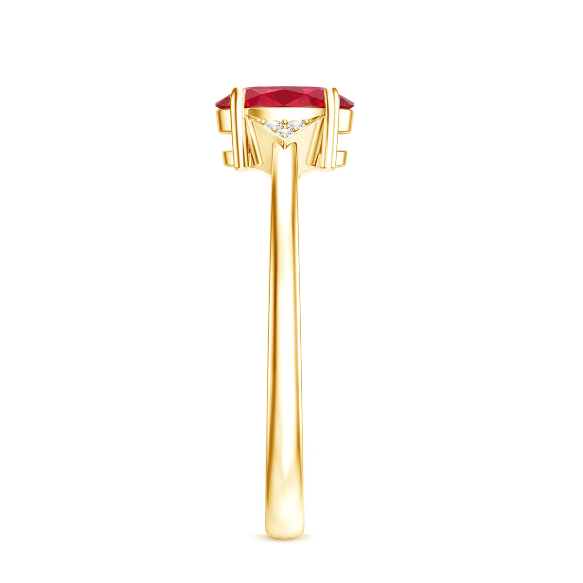 1.5 Carat Oval Lab Created Ruby Solitaire Ring with Diamonds
