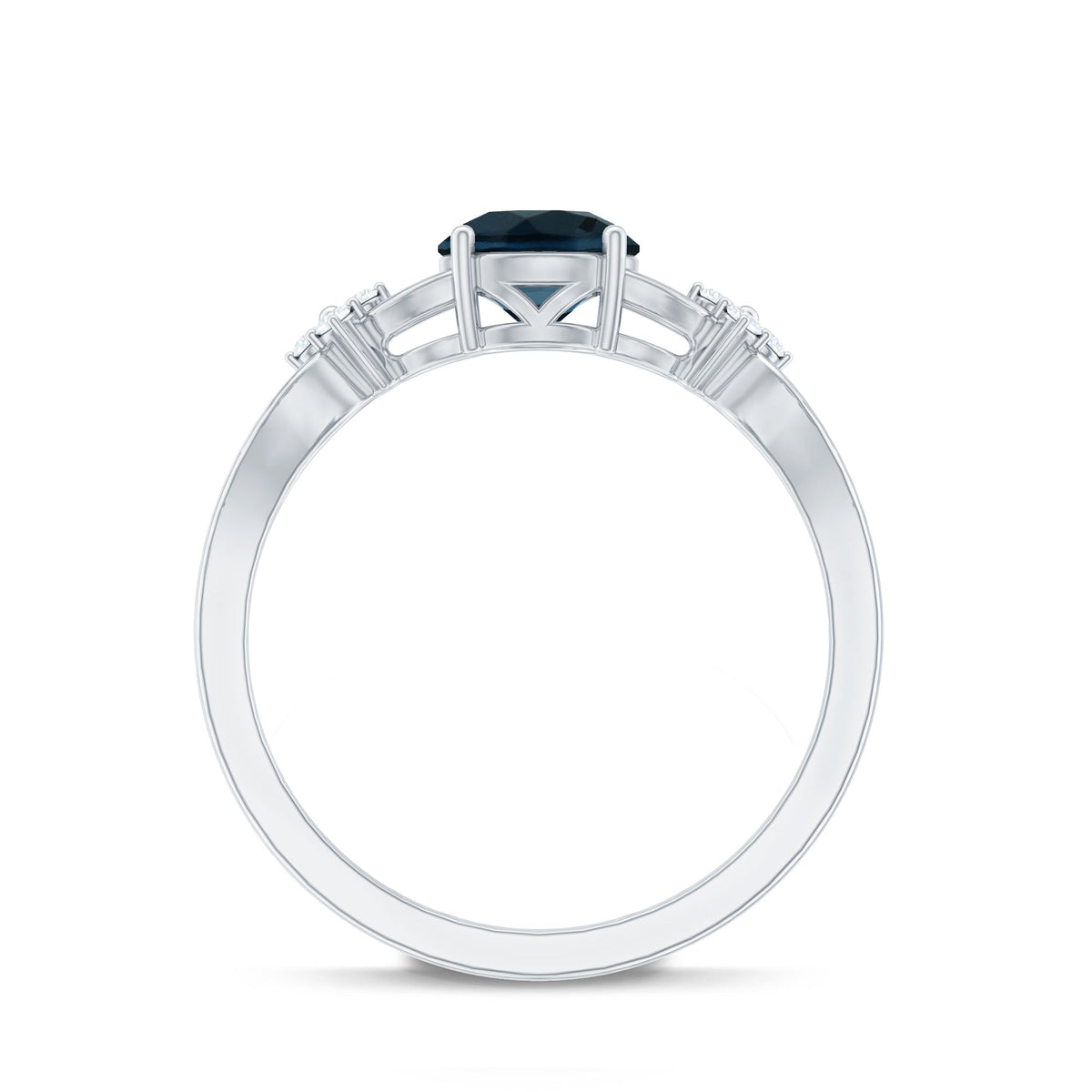 1.3 Carat London Blue Topaz Solitaire Engagement Ring with Diamond