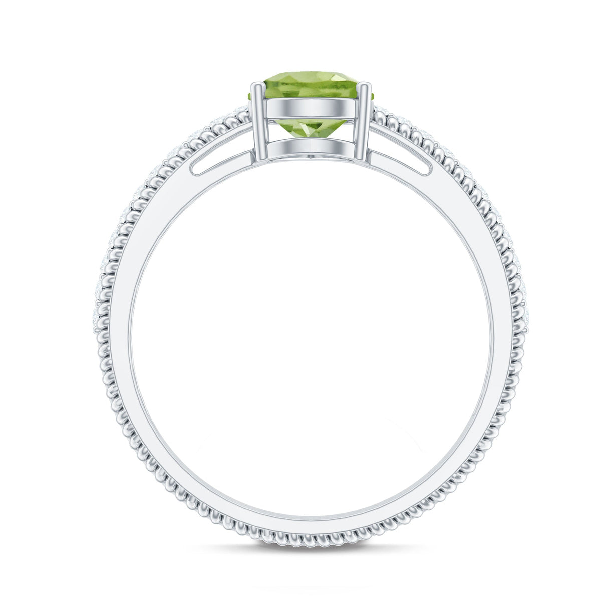 1 Carat Pear Shaped Peridot And Diamond Engagement Ring